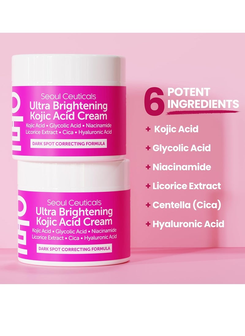 seoulceuticals SeoulCeuticals Korean Kojic Acid Cream Dark Spot Remover + Glycolic Acid + Niacinamide + Cica + HA Moisturizer - Cruelty Free K Beauty Skincare 2oz  - Image 3