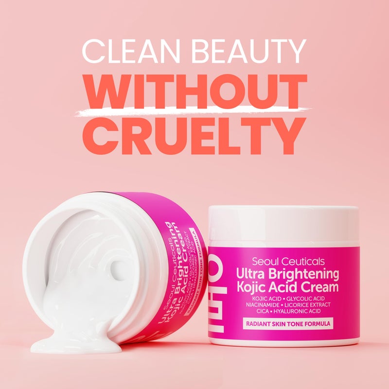 SeoulCeuticals Korean Kojic Acid Cream Dark Spot Remover + Glycolic Acid + Niacinamide + Cica + HA Moisturizer - Cruelty Free K Beauty Skincare 2oz - Image 4