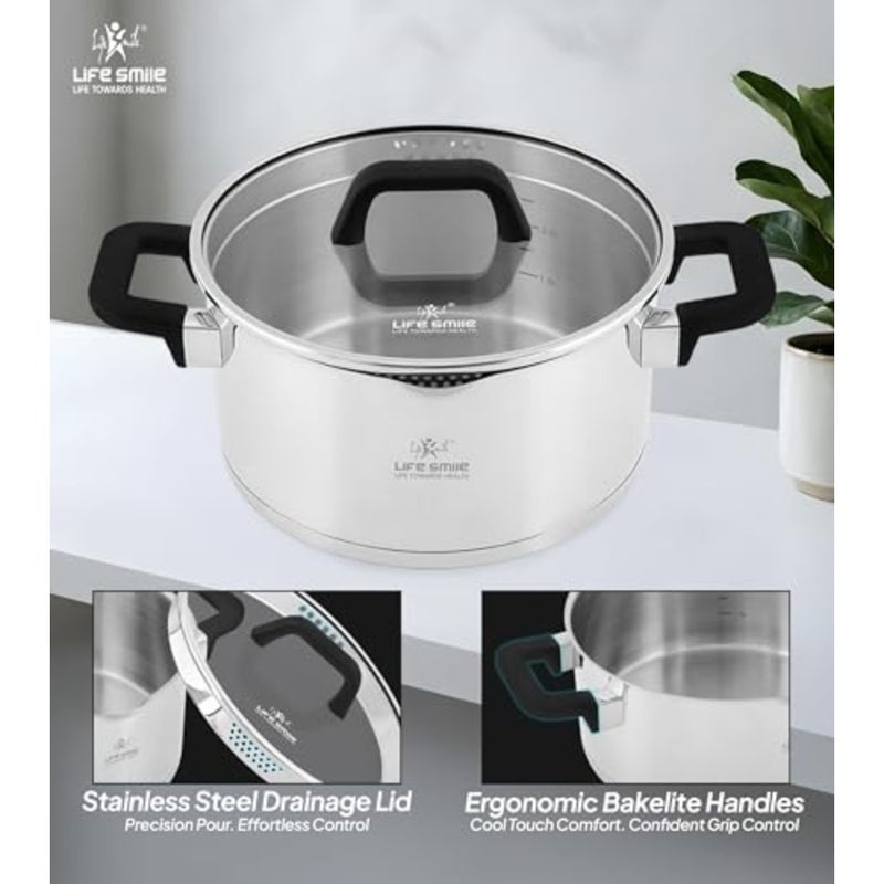6-Piece Stainless Steel Soup Pot Set for kitchen use, silver color, induction compatible with glass lids bakelite handles, 16cm/20cm/24cm sizes - Image 4