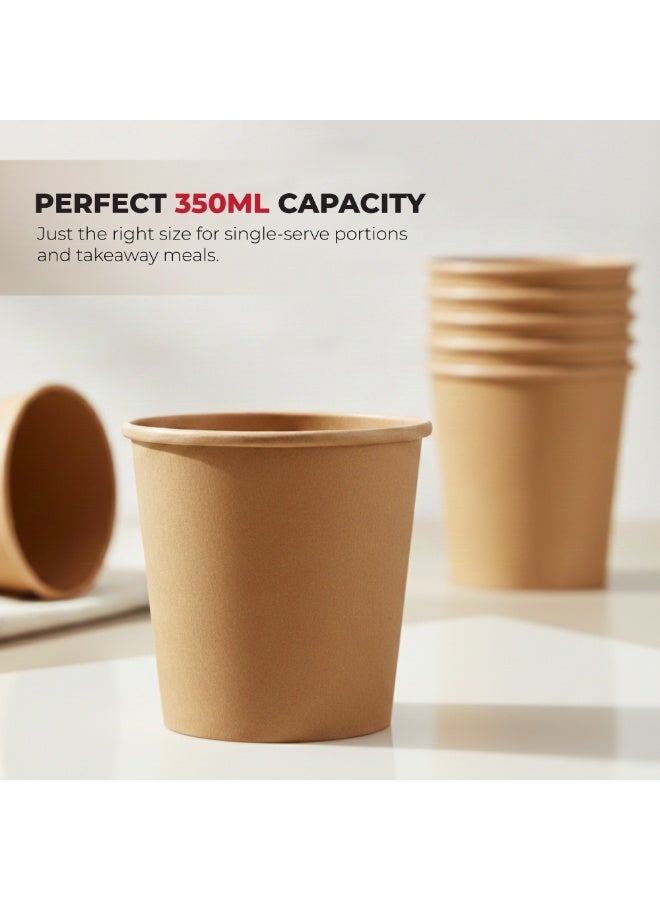 Earth Essentials إيرث إسينشالز أكواب شوربة ورقية كرافت للاستعمال مرة واحدة عبوة 50 قطعة حاويات طعام متينة مانعة للتسرب للقهوة والشاي والمشروبات الساخنة أوعية ورقية صديقة للبيئة وخالية من BPA للاستخدام في الطلبات الخارجية والتموين - Image 2
