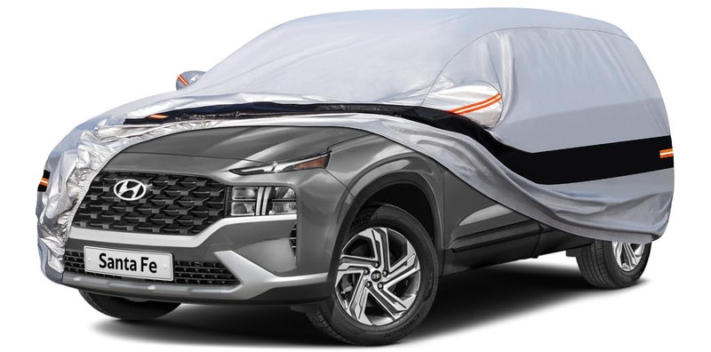 Holthly 10 Layers SUV Car Cover Custom Fit for Hyundai Santa Fe 20062024 Waterproof All Weather for Automobiles Outdoor Full Cover Rain Sun UV ProtectionSilver
