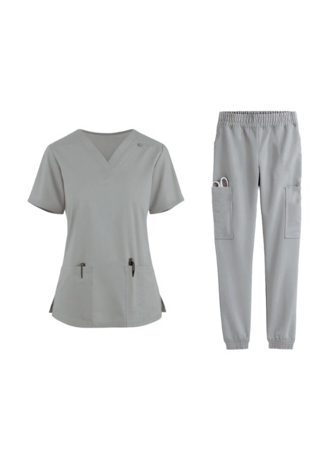Loquat Womens Medical Scrubs Set Medical Uniform Set Gray - Image 1