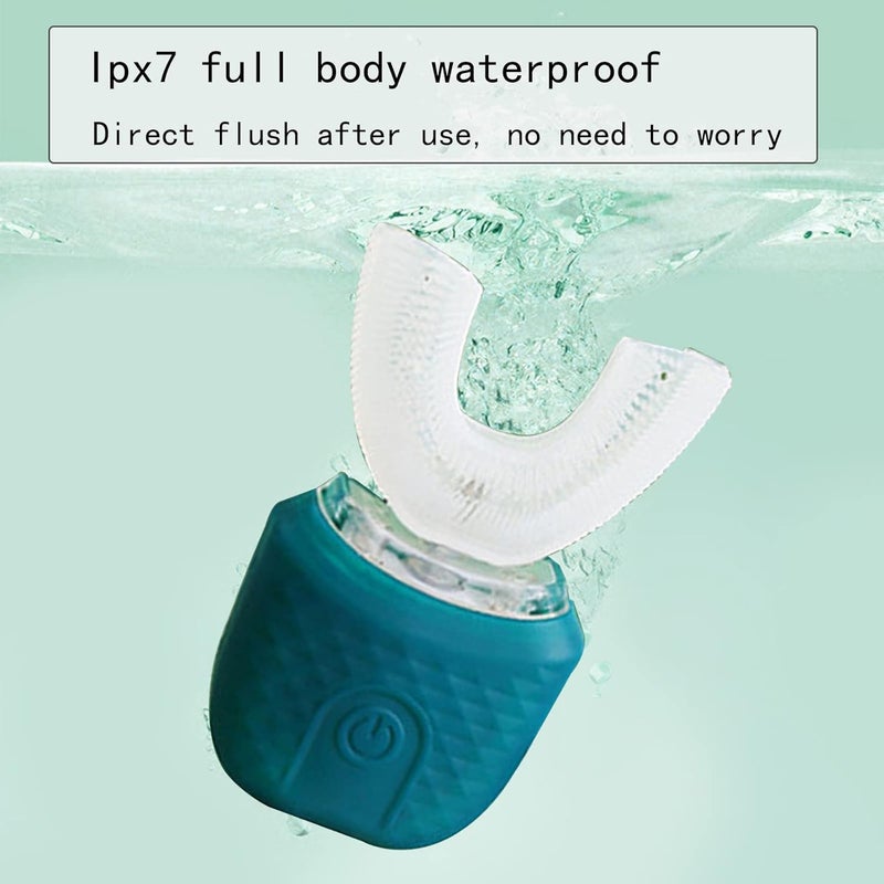cheekyglo U Shaped Electric Toothbrush, U Shaped Ultrasonic Automatic Toothbrush for Adults 360°Whole Mouth Toothbrush Whitening Wireless Charging IPX7 Waterproof (Green) - Image 4