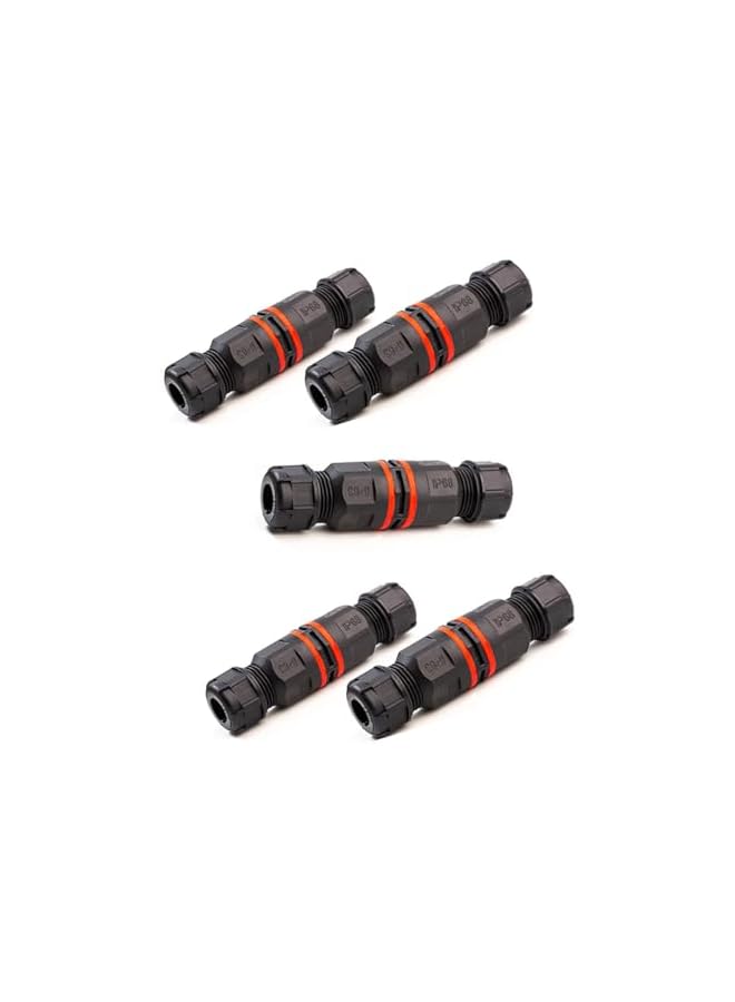 promass Outdoor IP68 Waterproof Connector - 250V 16A Cable Wire for Gland Sleeve, Garden, Construction, and Plant Use | Fire Retardant, Suitable for 6-12mm Wire Diameter (IP68-3PIN, 5PCS)