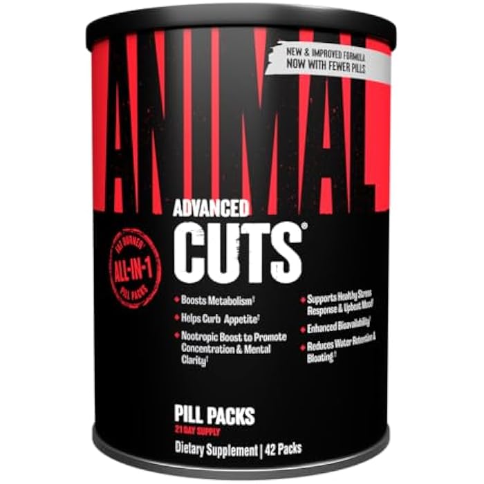 ANIMAL حارق الدهون الحراري Animal Cuts - حبوب فقدان الوزن للنساء والرجال لزيادة الأيض والطاقة والتركيز ودعم الدماغ المعزز مع كيتونات مثبط الشهية، 42 عبوة - Image 1