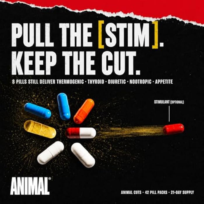 ANIMAL حارق الدهون الحراري Animal Cuts - حبوب فقدان الوزن للنساء والرجال لزيادة الأيض والطاقة والتركيز ودعم الدماغ المعزز مع كيتونات مثبط الشهية، 42 عبوة - Image 5