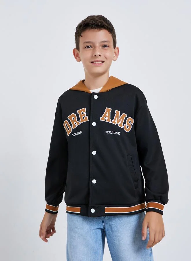 ستايلي جاكيت مطبوع بغطاء رأس للمراهقات