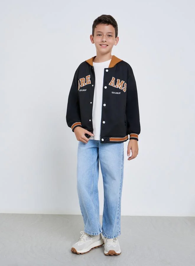 ستايلي جاكيت مطبوع بغطاء رأس للمراهقات