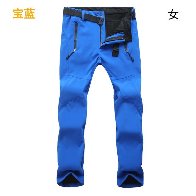 Gong Ban Wu Biao Men's Outdoor Softshell Fleece-Lined Winter Hiking Ski Pants, Windproof Thermal Trousers, Plus Size, Unisex - Image 1