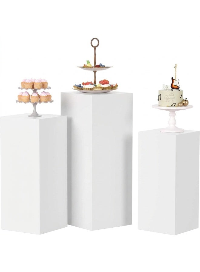 3Pcs Pedestal Stand Display, Metal Stands for Wedding Party Art Decor, Sturdy Pedestal Display Square Dessert Table - Image 1