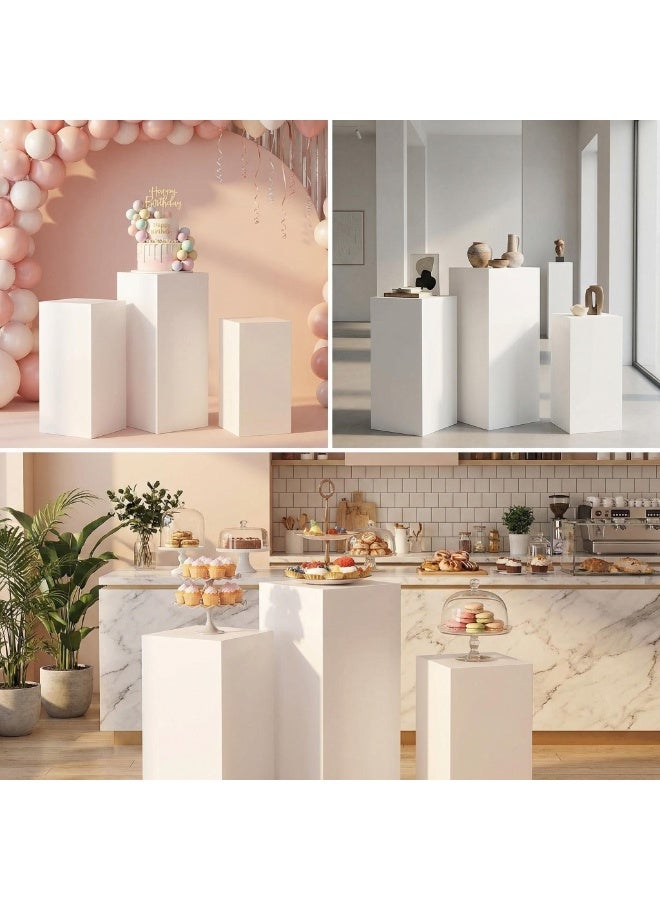 3Pcs Pedestal Stand Display, Metal Stands for Wedding Party Art Decor, Sturdy Pedestal Display Square Dessert Table - Image 3