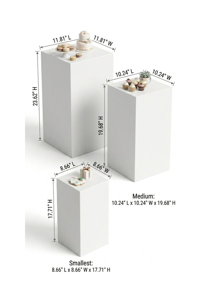 3Pcs Pedestal Stand Display, Metal Stands for Wedding Party Art Decor, Sturdy Pedestal Display Square Dessert Table - Image 2