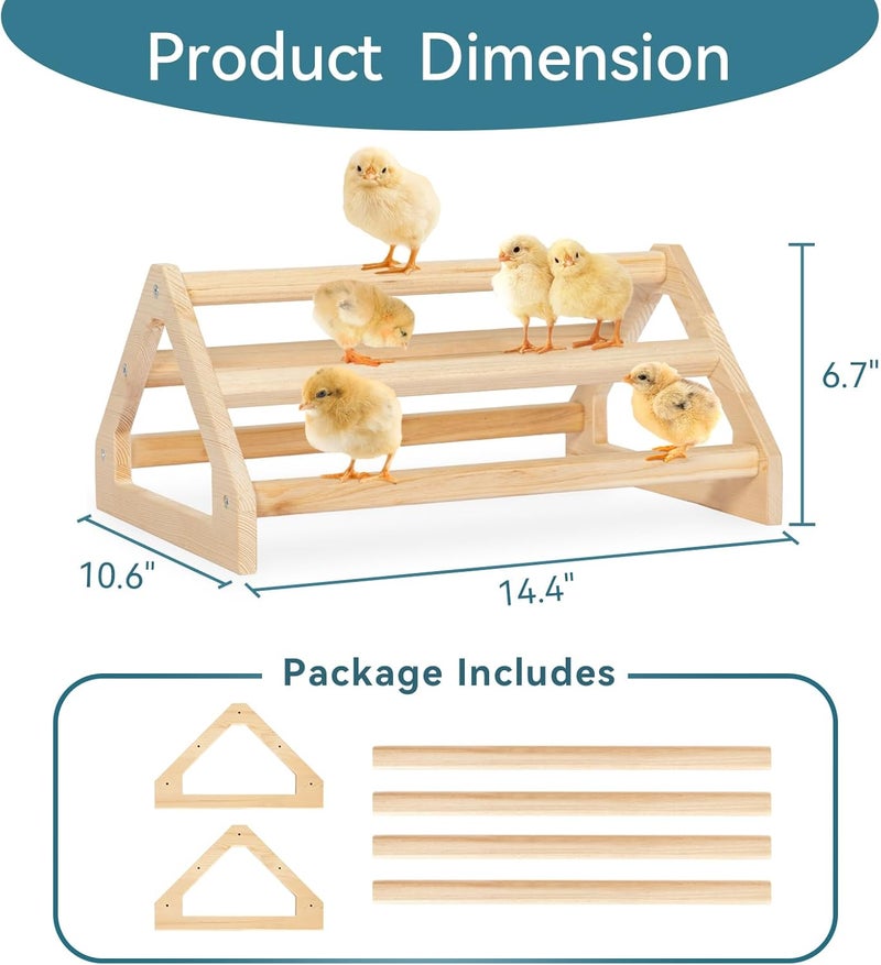 PETSFIT Chick Perch Prevent Rotation Design, Strong Wooden Roosting Bar, Easy to Assemble and Clean, Fun Toys for Chick - Image 3