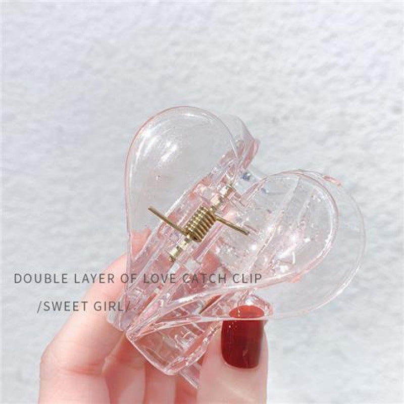 Generic Ouyang Nana with Love clip double heart hair clip back head hair clip hair clip headdress shark clip Light powder 
