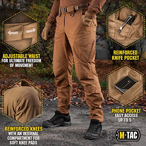 M-Tac Aggressor Flex Tactical Cargo Pants for Men – Durable Rip-Stop Cargo Work Trousers with Reinforced Knees, Stretch Fit and Outdoor Comfort (Coyote Brown, 34/30) - Image 5