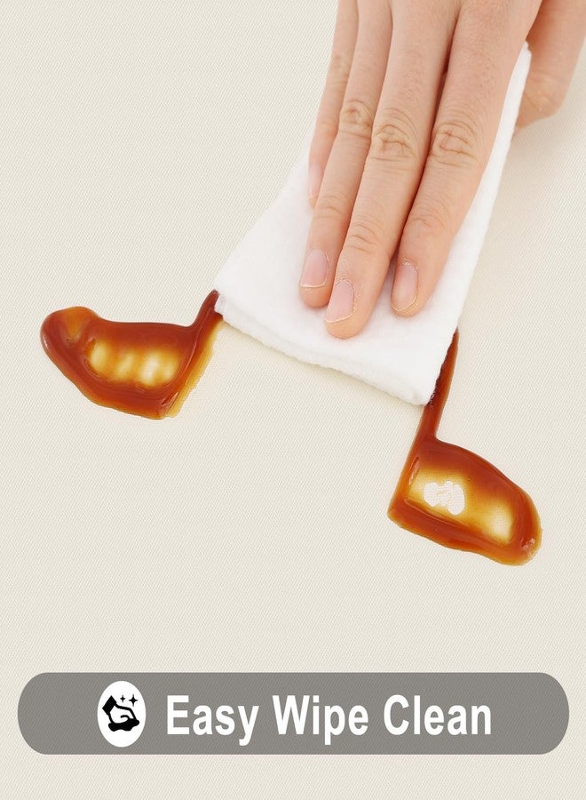 Smiry Round Picnic Tablecloth, Waterproof Elastic Fitted Table Covers for 45" - 56" Tables, Wipeable Flannel Backed Vinyl Tablecloths for Camping, Indoor, Outdoor, Ivory - Image 5