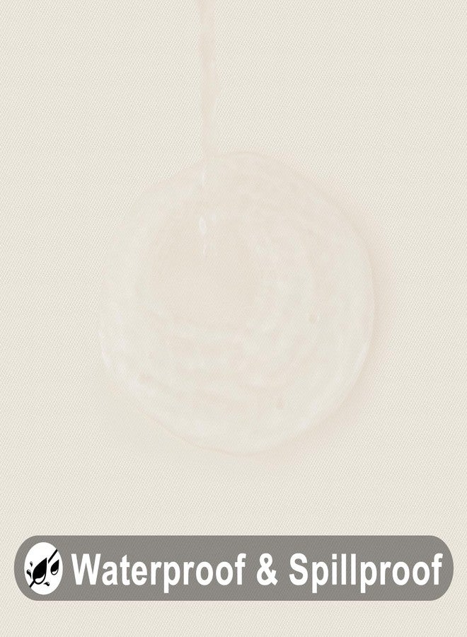 Smiry Round Picnic Tablecloth, Waterproof Elastic Fitted Table Covers for 45" - 56" Tables, Wipeable Flannel Backed Vinyl Tablecloths for Camping, Indoor, Outdoor, Ivory - Image 4