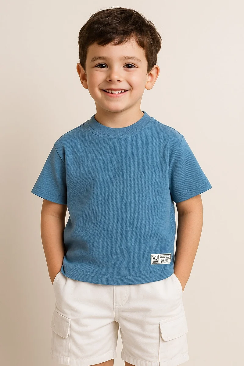 victor and jane Junior Boys Cotton T-Shirt - Winter Blue