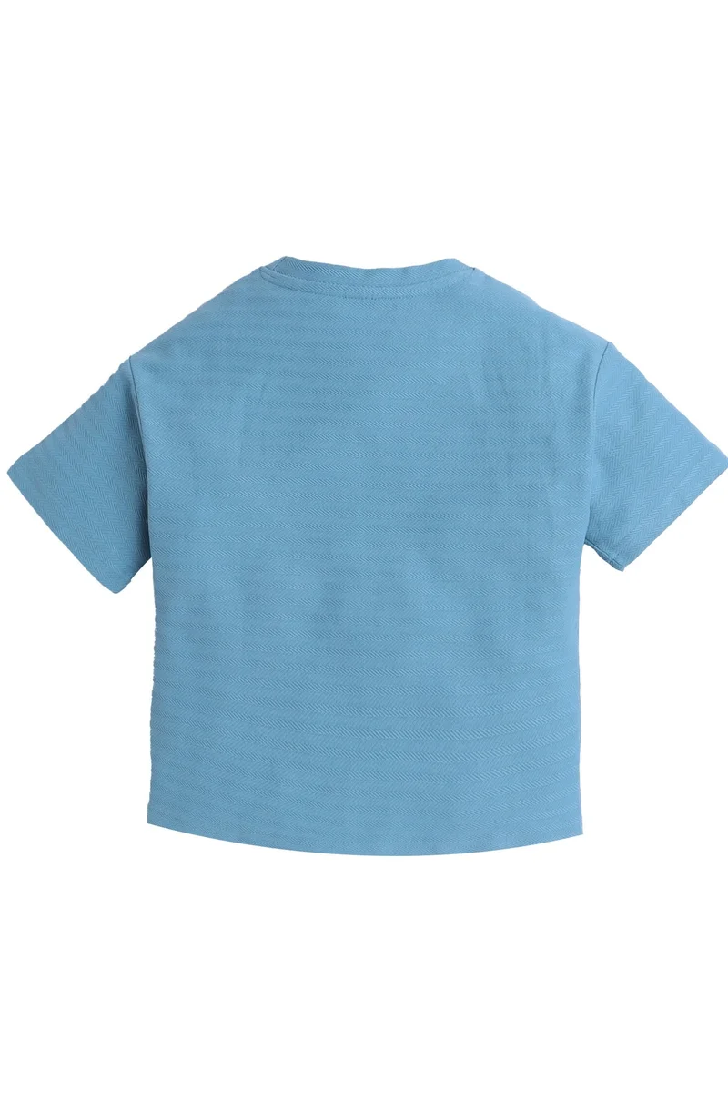 Victor And Jane  Junior Boys Cotton T-Shirt - Winter Blue for Men | Best Price UAE