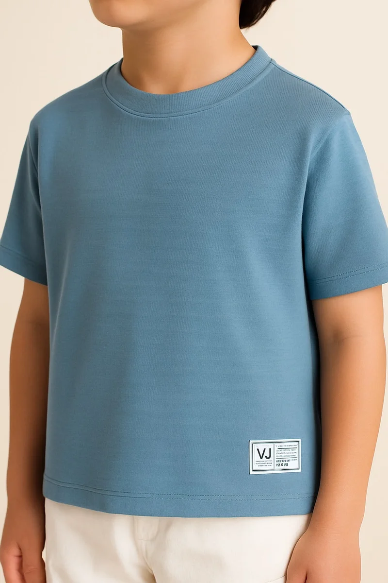 victor and jane Junior Boys Cotton T-Shirt - Winter Blue