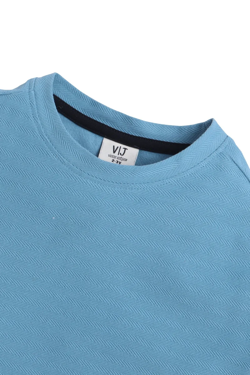 Victor And Jane  Junior Boys Cotton T-Shirt - Winter Blue for Men | Best Price UAE