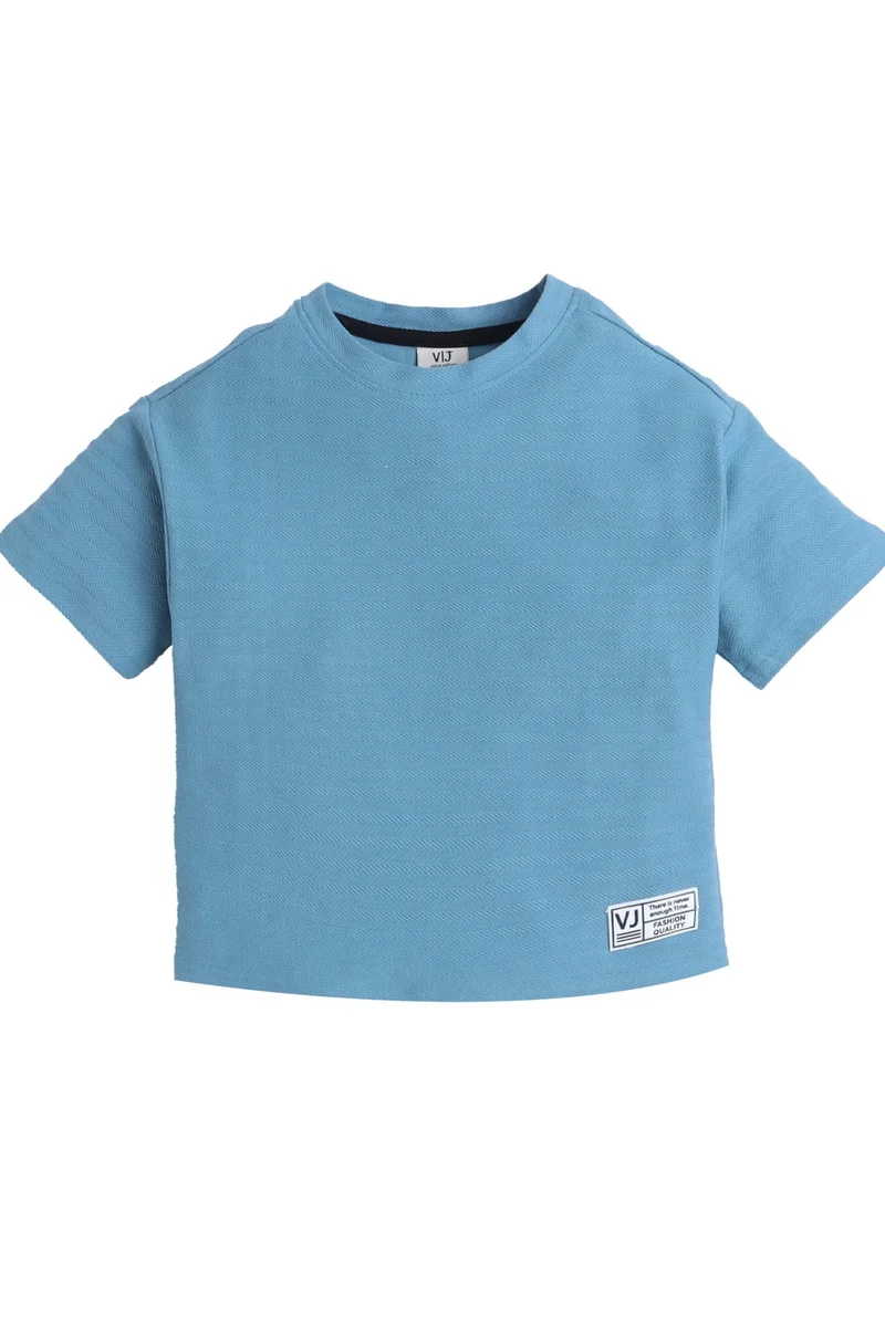 Victor And Jane  Junior Boys Cotton T-Shirt - Winter Blue for Men | Best Price UAE