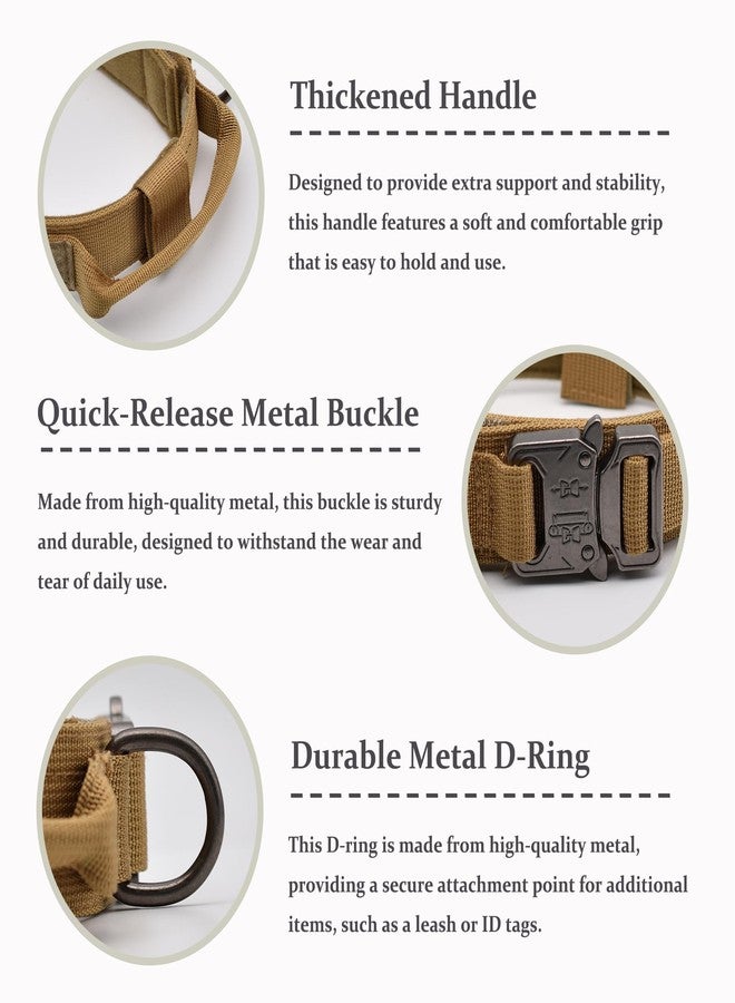 CADONO Tactical Dog Collar, Adjustable Military Training Nylon Dog Collar with Control Handle and Heavy Quick-Release Metal Buckle for Small Medium Large Dogs, Brown M - Image 3