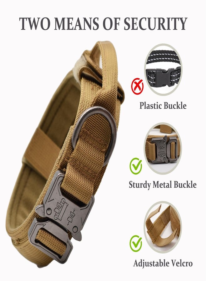 CADONO Tactical Dog Collar, Adjustable Military Training Nylon Dog Collar with Control Handle and Heavy Quick-Release Metal Buckle for Small Medium Large Dogs, Brown M - Image 4