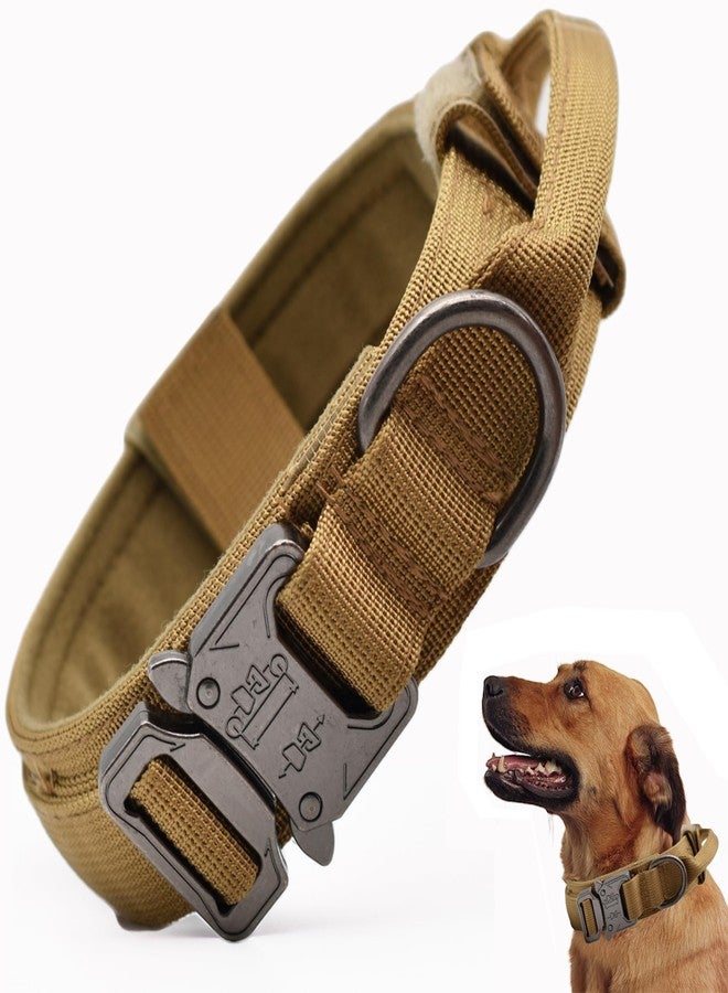 CADONO Tactical Dog Collar, Adjustable Military Training Nylon Dog Collar with Control Handle and Heavy Quick-Release Metal Buckle for Small Medium Large Dogs, Brown M - Image 1