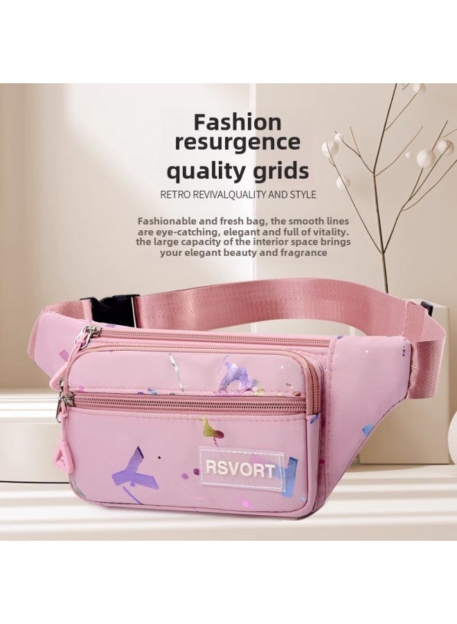 Waterproof OxFord Cloth Fit Waist Bag Mobile Phone Bag Fashion Shopping Bag Crossbody Bag Single Shoulder Trendy Brand Women's Bag Trendy Women's Bag-Color:Purple - Image 2