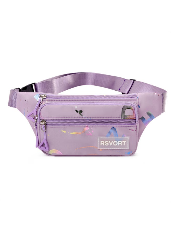 Waterproof OxFord Cloth Fit Waist Bag Mobile Phone Bag Fashion Shopping Bag Crossbody Bag Single Shoulder Trendy Brand Women's Bag Trendy Women's Bag-Color:Purple - Image 1