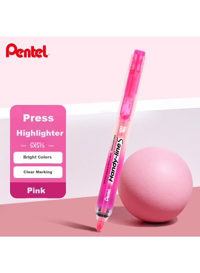 Pentel Sxs15 Retractable Highlighter Pen For Journaling And Note Taking, 4.5Mm, Pink - Image 1