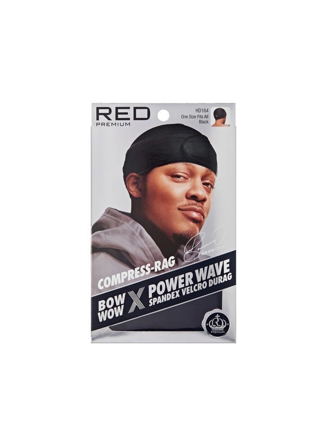 Red by Kiss Premium Bow Wow X Power Wave Durag, 360 Wave Compression Cap for Men & Women, Adjustable Hook-and-Loop Strap, Stylish & Durable, Ideal for Locs, Braids, Finger Waves (Spandex - Black) - Image 1
