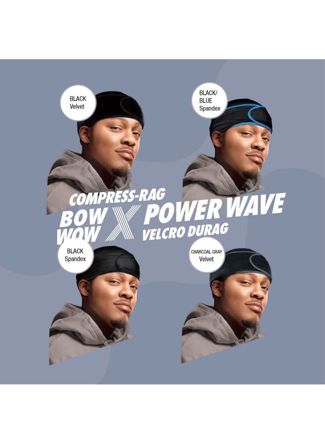 Red by Kiss Premium Bow Wow X Power Wave Durag, 360 Wave Compression Cap for Men & Women, Adjustable Hook-and-Loop Strap, Stylish & Durable, Ideal for Locs, Braids, Finger Waves (Spandex - Black) - Image 5