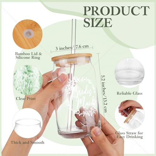 Irenare مجموعة هدايا اقتراح وصيفات العروس - أردية، حقيبة مكياج، كوب، بطاقات، رباط شعر، سوار، قلم ماسي، صندوق هدايا وصيفات العروس (أخضر، 8 قطع) - Image 4