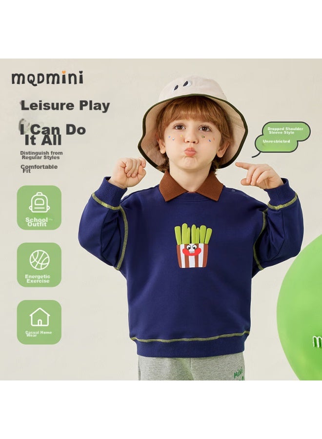 Mqdmini Boys' Sweatshirt, Children's Round Neck Top, Stylish And Trendy Clothing For Young Kids, French Toast Bluebell - Image 1
