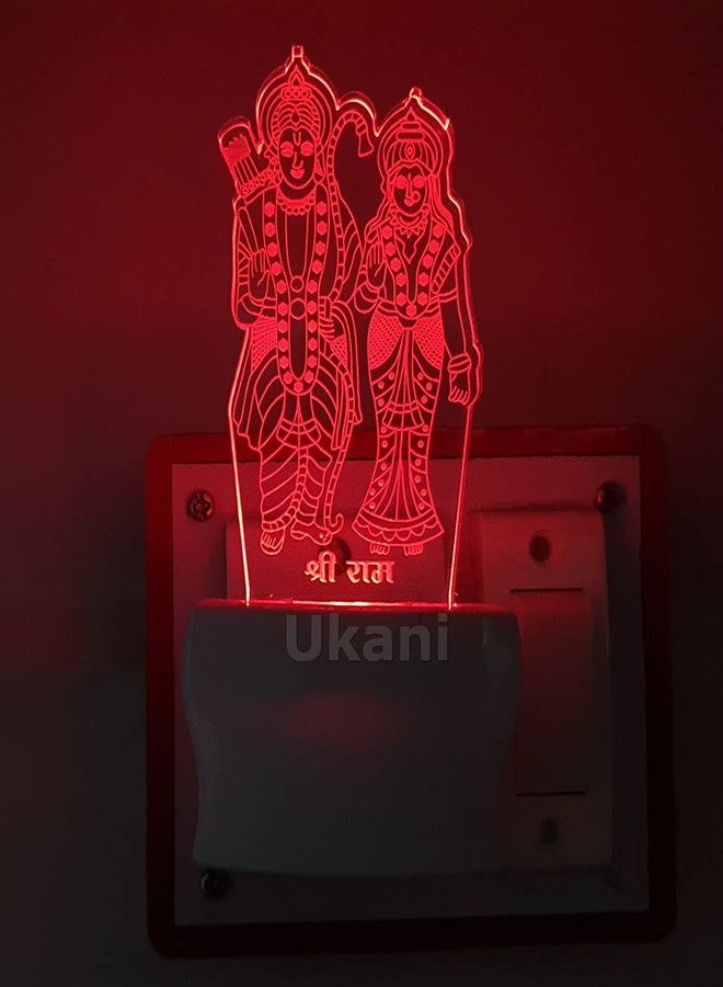UKANI 3D Ilusion Shree Ram with MATA Janki Design Night Lamp with 7 Colour Chnaging Light for Birthday Gift(Size 3 Inch) - Image 4
