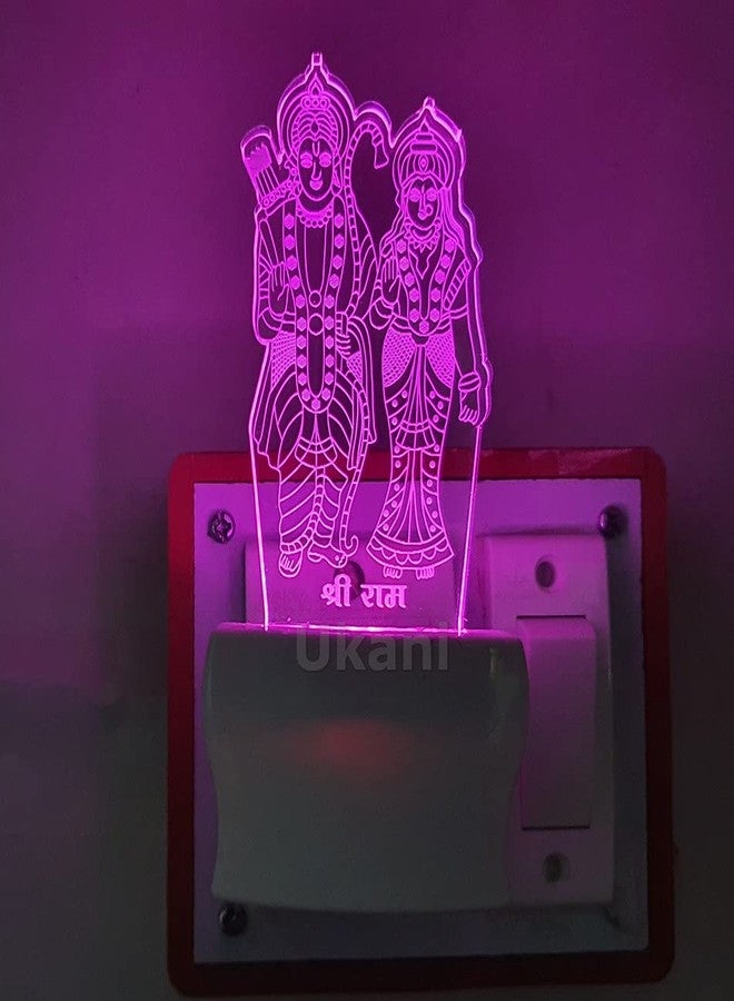 UKANI 3D Ilusion Shree Ram with MATA Janki Design Night Lamp with 7 Colour Chnaging Light for Birthday Gift(Size 3 Inch) - Image 3