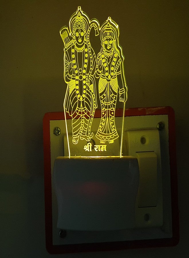 UKANI 3D Ilusion Shree Ram with MATA Janki Design Night Lamp with 7 Colour Chnaging Light for Birthday Gift(Size 3 Inch) - Image 1