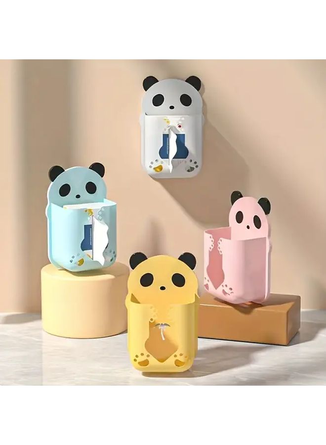 حامل علبة المناديل الجدارية “White Panda” سعة كبيرة لديكور الحمام - Image 1