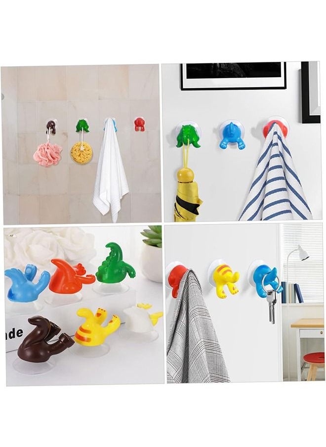 Generic 6Pcs Cartoon Animal Tail Sucker Hook Creative Suction Cup Hook Coat Hook Bathroom Hooks Robe Home Hooks Kitchen Hooks Shower Hooks Towel Hook Red Yellow Green Blue White Coffee  - Image 5