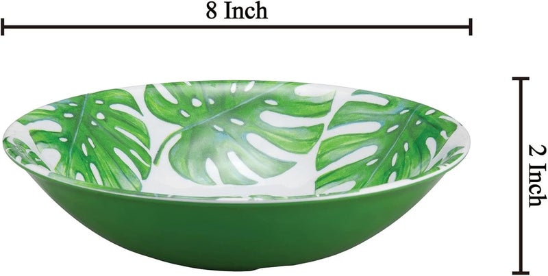 UP طقم أطباق ميلامين مونستيرا المستديرة 8 بوصة للباستا والأرز والحساء والسلطة خالية من BPA وآمنة للغسالة الصحون ومقاومة للكسر - مجموعة من 6 - Image 3