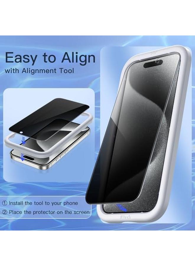 جي تيك واقي شاشة الخصوصية لهاتف Iphone 15 Pro مقاس 6.1 بوصة مع واقي عدسة الكاميرا وفيلم زجاجي مقوى مضاد للتجسس وأداة تركيب سهلة، عبوتان لكل منهما - Image 5