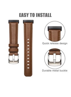 Y&D Leather Bands, Compatible with Fit for Fitbit Sense Versa 3, Soft Replacement Band Women and Men, Wristband Strap Accessories 3 Smartwatch (Brown)…  - Image 3