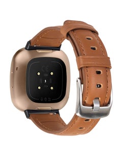 Y&D Leather Bands, Compatible with Fit for Fitbit Sense Versa 3, Soft Replacement Band Women and Men, Wristband Strap Accessories 3 Smartwatch (Brown)…  - Image 2