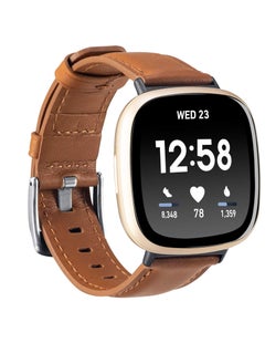 Y&D Leather Bands, Compatible with Fit for Fitbit Sense Versa 3, Soft Replacement Band Women and Men, Wristband Strap Accessories 3 Smartwatch (Brown)…  - Image 1