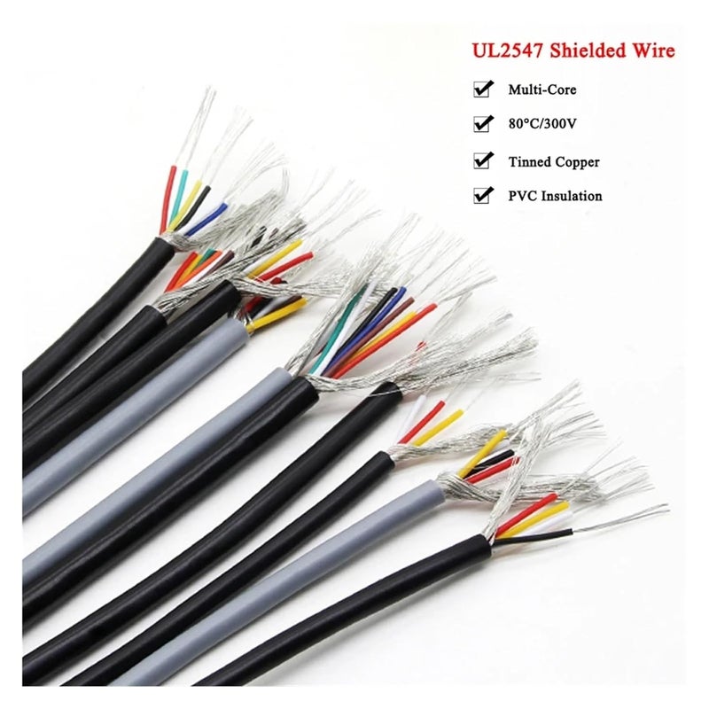 UL2547 Shielded Wire 30 28 26 24 22 20 18 16AWG Signal Cable PVC Copper Control Headphone Audio Wires Joyful(28AWG Grey,10 Meters-4 cores) - Image 3