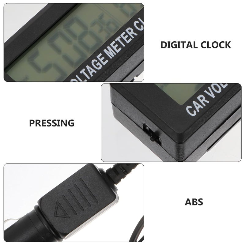 Operitacx Car Digital Clock and Temperature Monitor with Dual Indoor Outdoor Display, 12v Voltage Monitor Device, Orange and Blue LED Night Light for Automotive Dashboard - Image 3