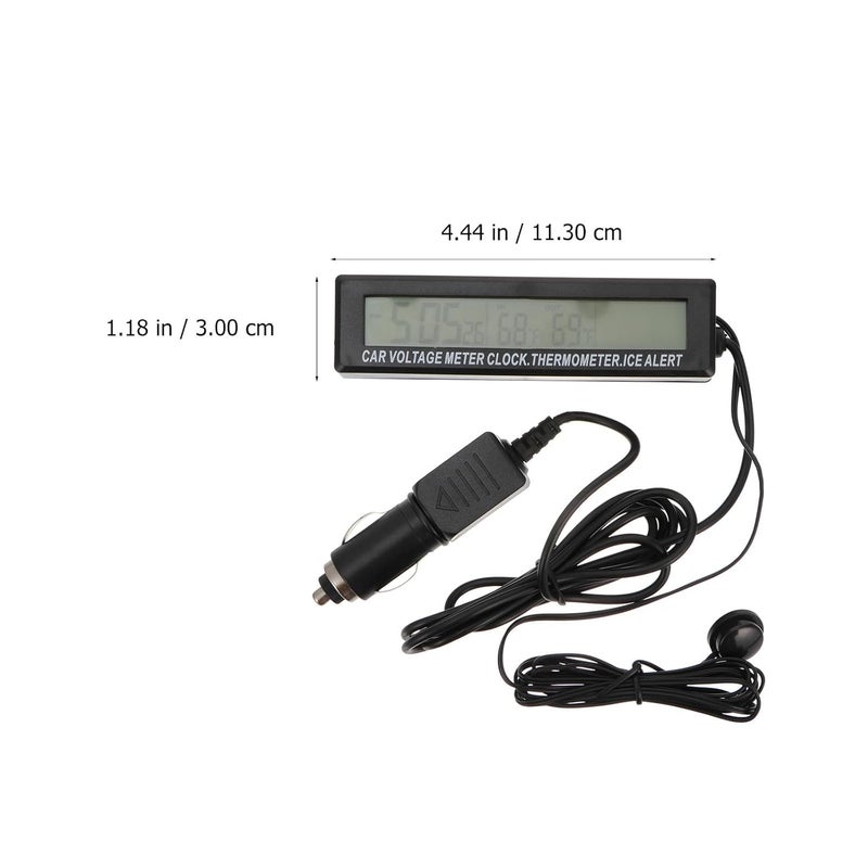 Operitacx Car Digital Clock and Temperature Monitor with Dual Indoor Outdoor Display, 12v Voltage Monitor Device, Orange and Blue LED Night Light for Automotive Dashboard - Image 2