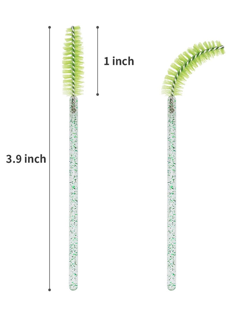 Generic 100 Pcs Crystal Eyelash Brush Mascara Wands Disposable Eyebrow/Lash Brushes for  Eye Makeup Kit Lashes Applicator Tool Spoolies (Crystal Green) - Image 5